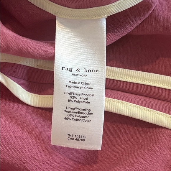 RAG & BONE Margot sleeveless blazer self tying belt front button blush pink sz4 - Picture 8 of 14